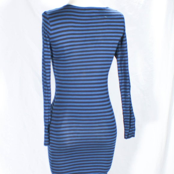 Colorful Bold Edgy Blue and Black Striped Midi Dress Forever 21 Size Small NWT - Picture 4 of 6
